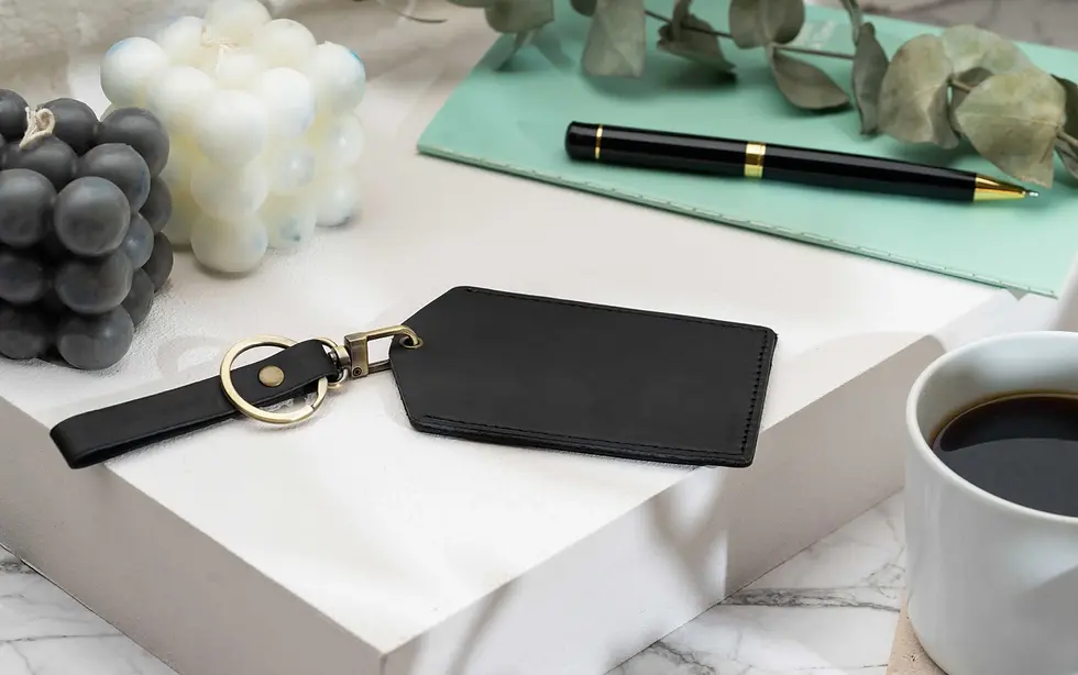 Thumbnail: Leather Passport Holder and Luggage Tag Set
