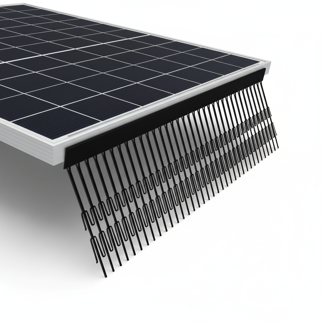 Segmento perimetral da proteção contra pombos em painéis solares, render 3D — PV Protector®
