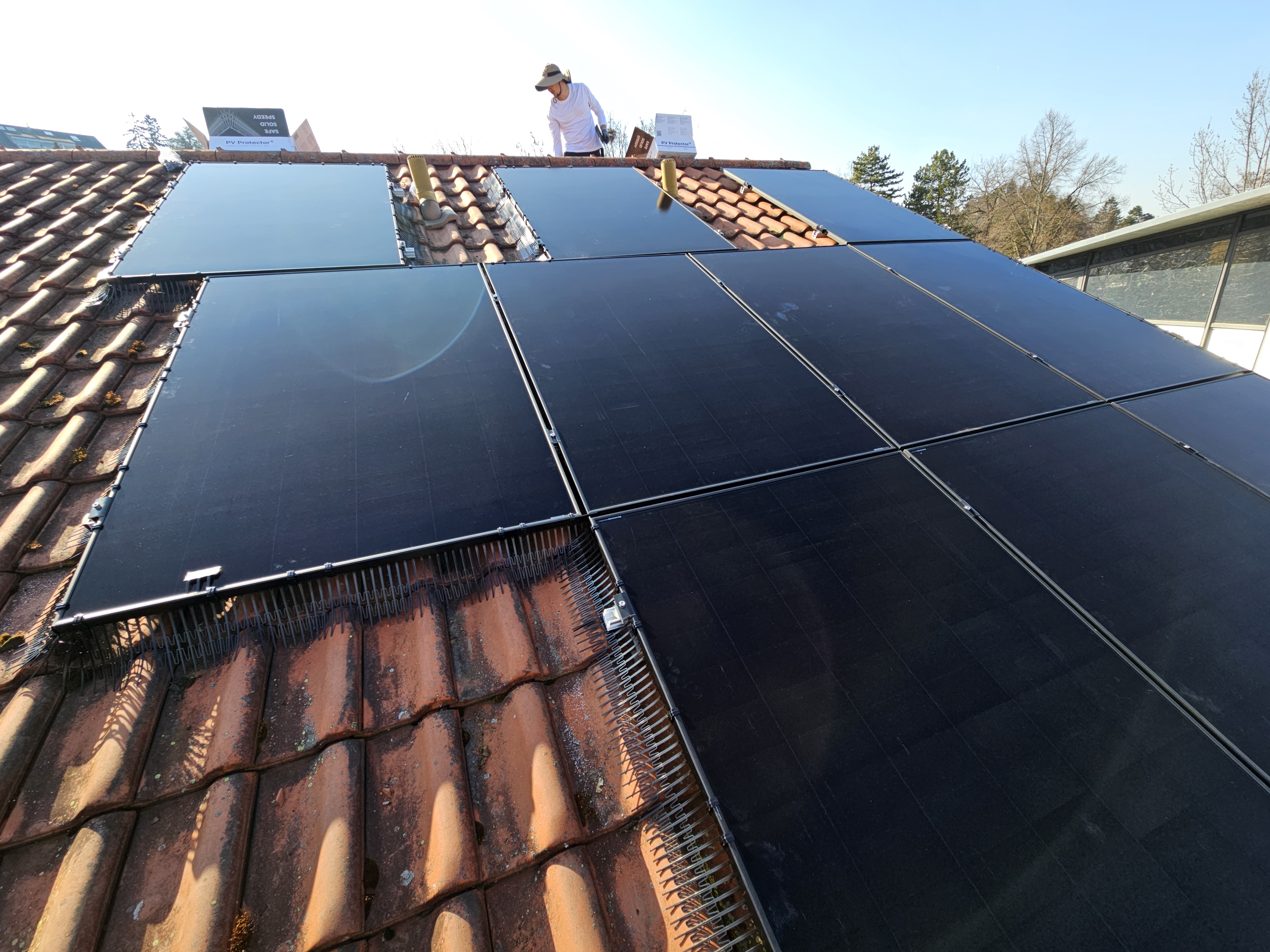Bird protection included in solar panel installation package