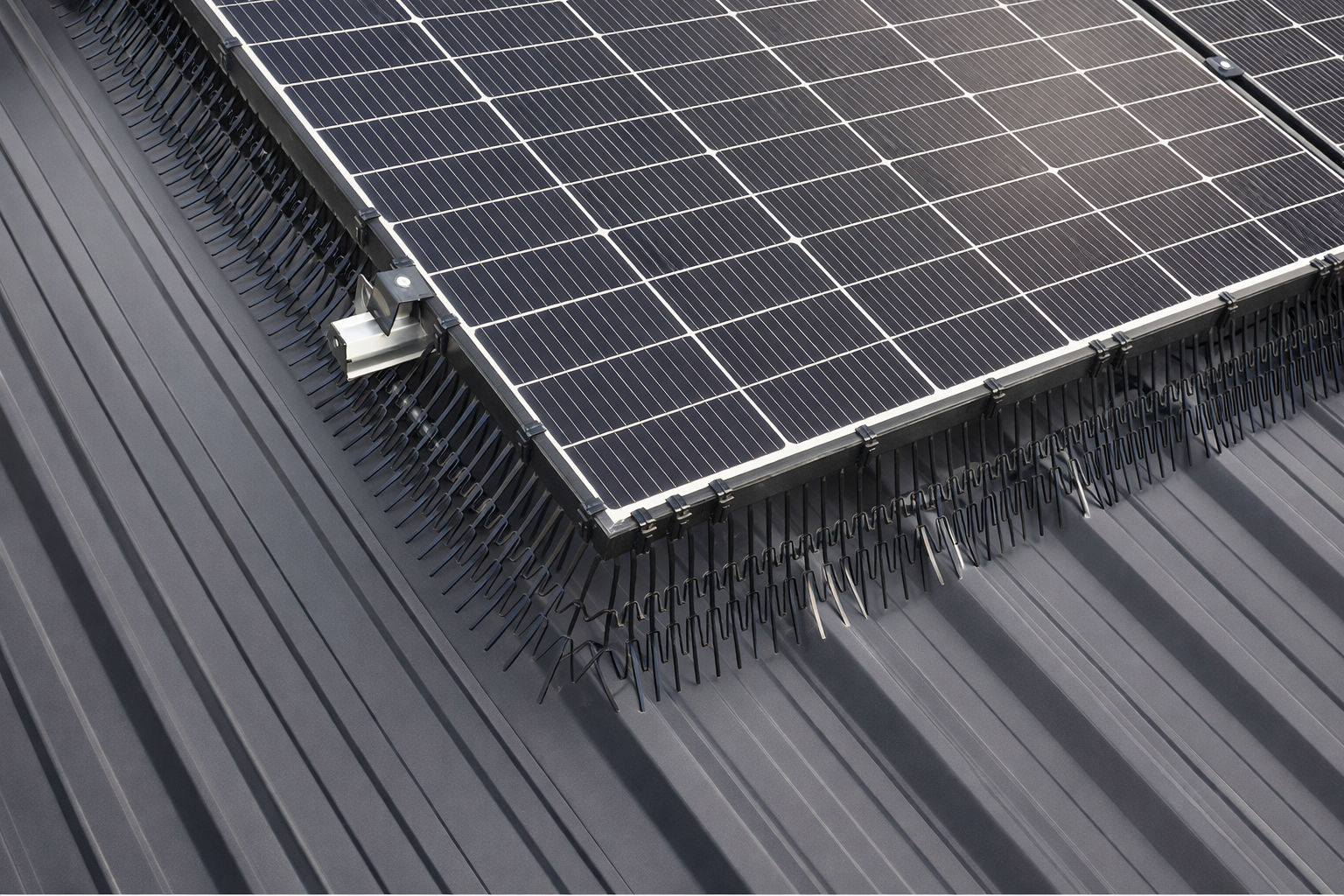 Cabo painel solar: Perimeter Segments e C-Clips no bordo inferior do módulo — PV Protector®