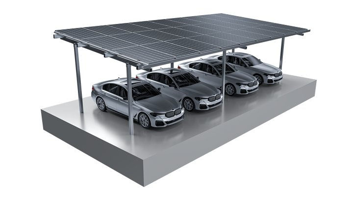 Miniaturbild: Vierfache Solar-Carport-Überdachungssystem-Halterung, wasserdichter, Aluminium