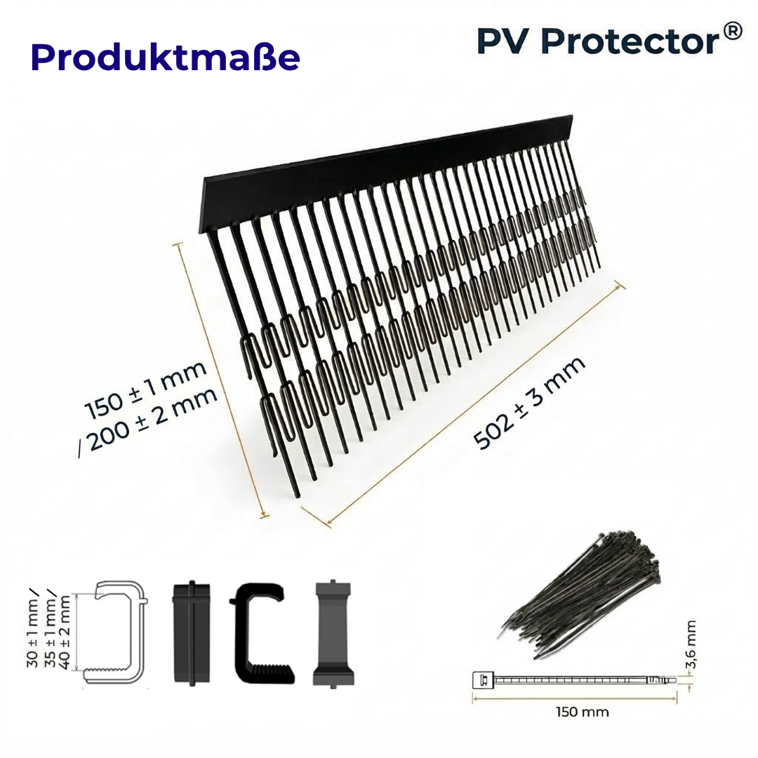 Professional bird protection system installed on solar panels