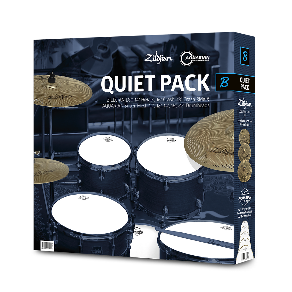 ZILDJIAN Becken Set, Quiet Pack B, ZI Low Volume und AQ Super Mesh