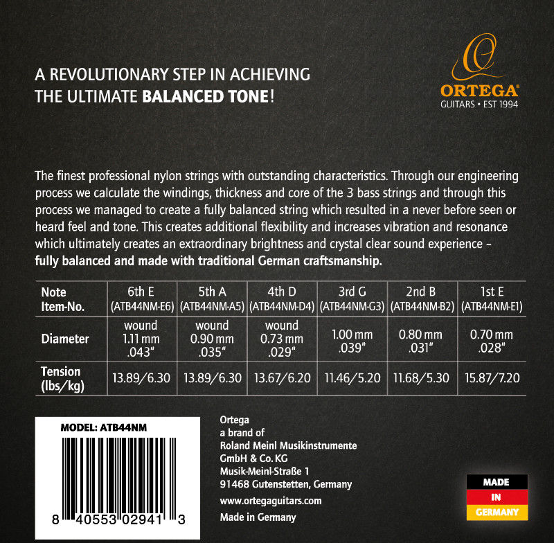 Miniatura: ORTEGA Atmosphere Balance Series Nylon String Set ATB44NM - Medium Tension