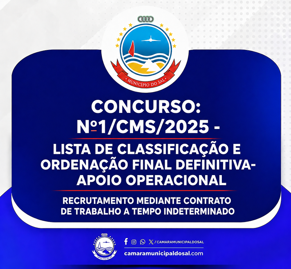 CONCURSO: Nº1/CMS/2025 - LISTA DE CLASSIFICAÇÃO E ORDENAÇÃO FINAL DEFINITIVA- APOIO OPERACIONAL