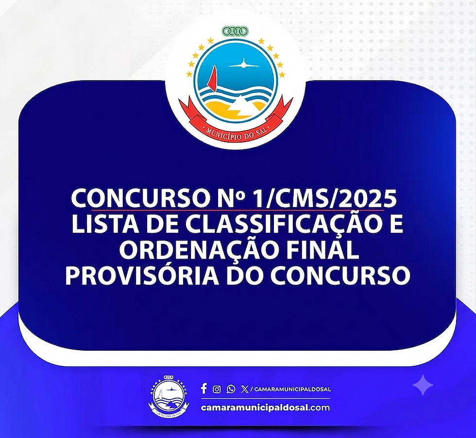 Concurso Nº1/CMS/2025- LISTA DE CLASSIFICAÇÃO E ORDENAÇÃO FINAL PROVISÓRIA DO CONCURSO
