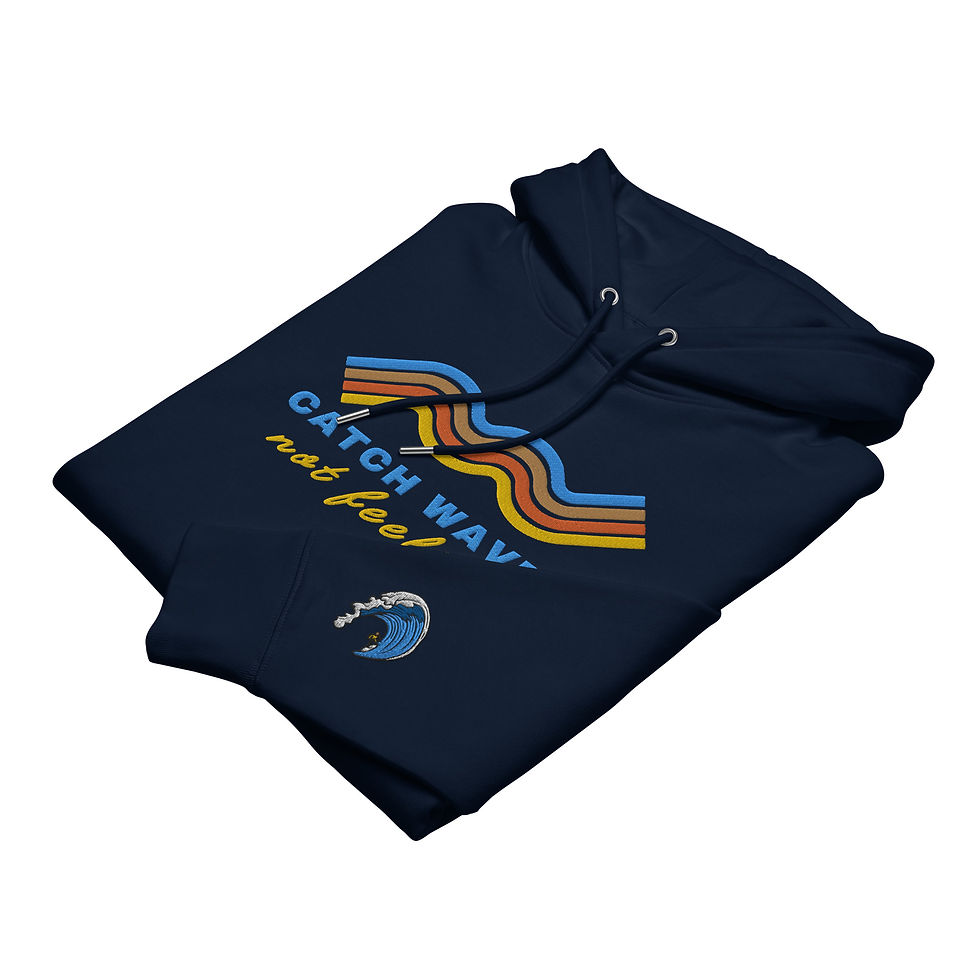 Thumbnail: SURF - "Catch Waves" - Emboridered + wrists - 100% Organic - Hoodie