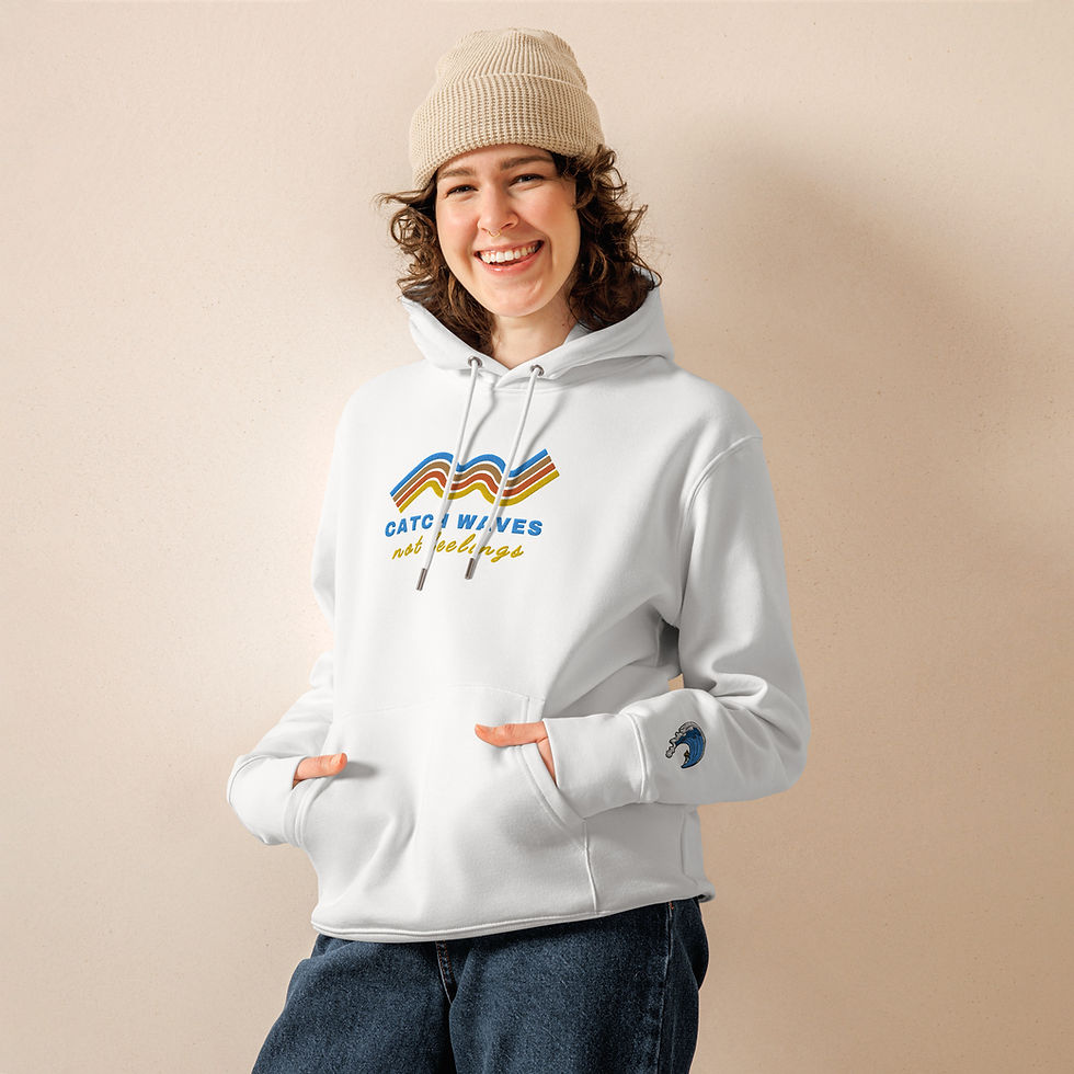 Thumbnail: SURF - "Catch Waves" - Emboridered + wrists - 100% Organic - Hoodie