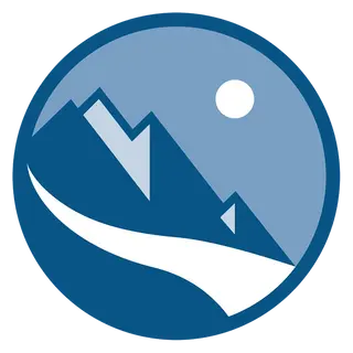 Shannon L. Post logo featuring a stylized blue mountain, a glacier and the moon icon on the left.