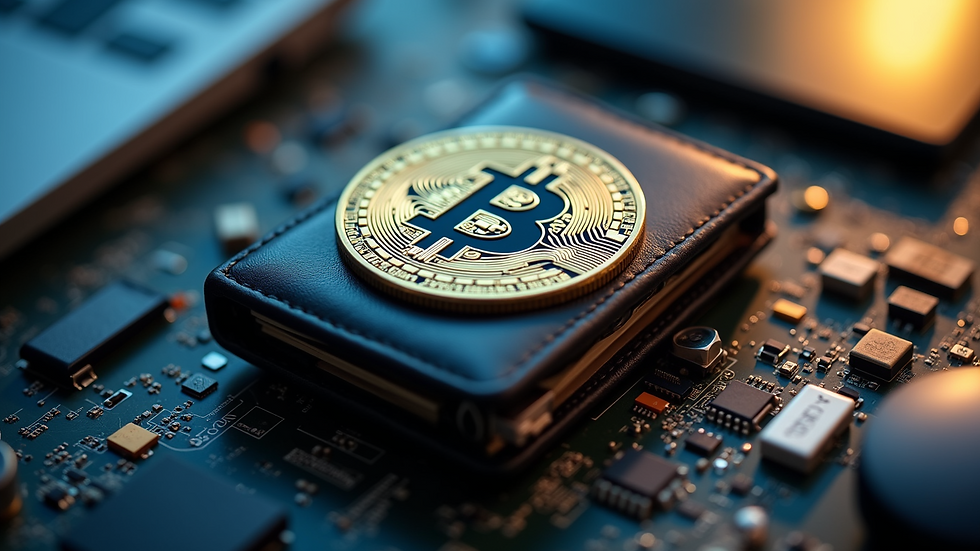 Close-up view of a hardware cryptocurrency wallet