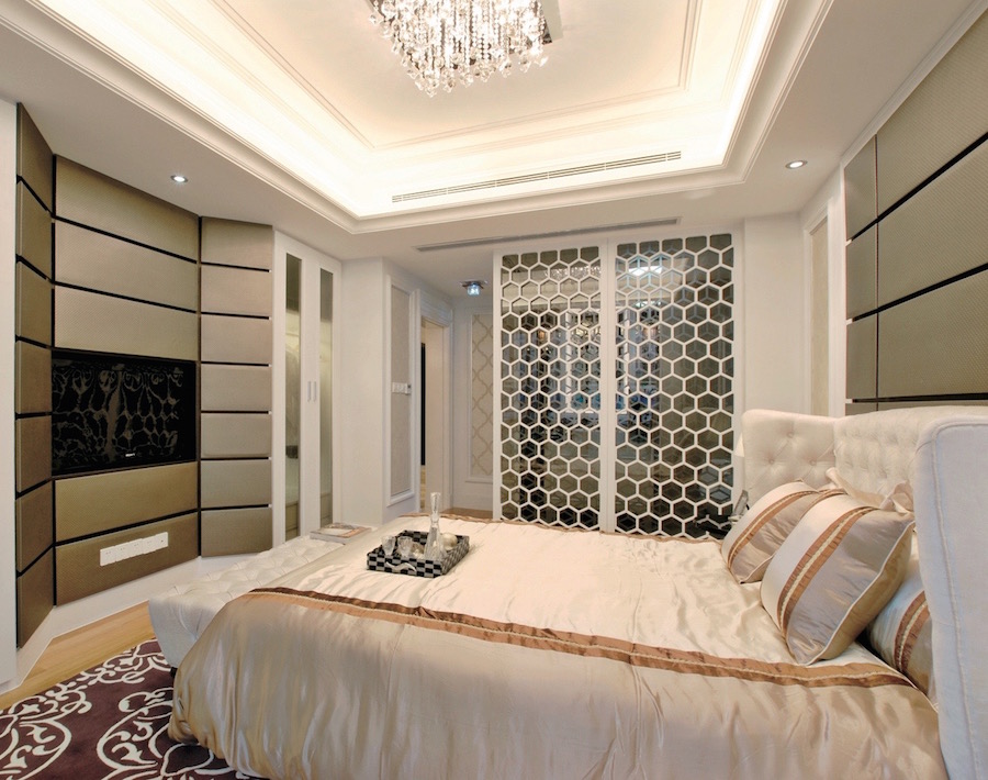 декоративная перегородка в спальню со стеклом