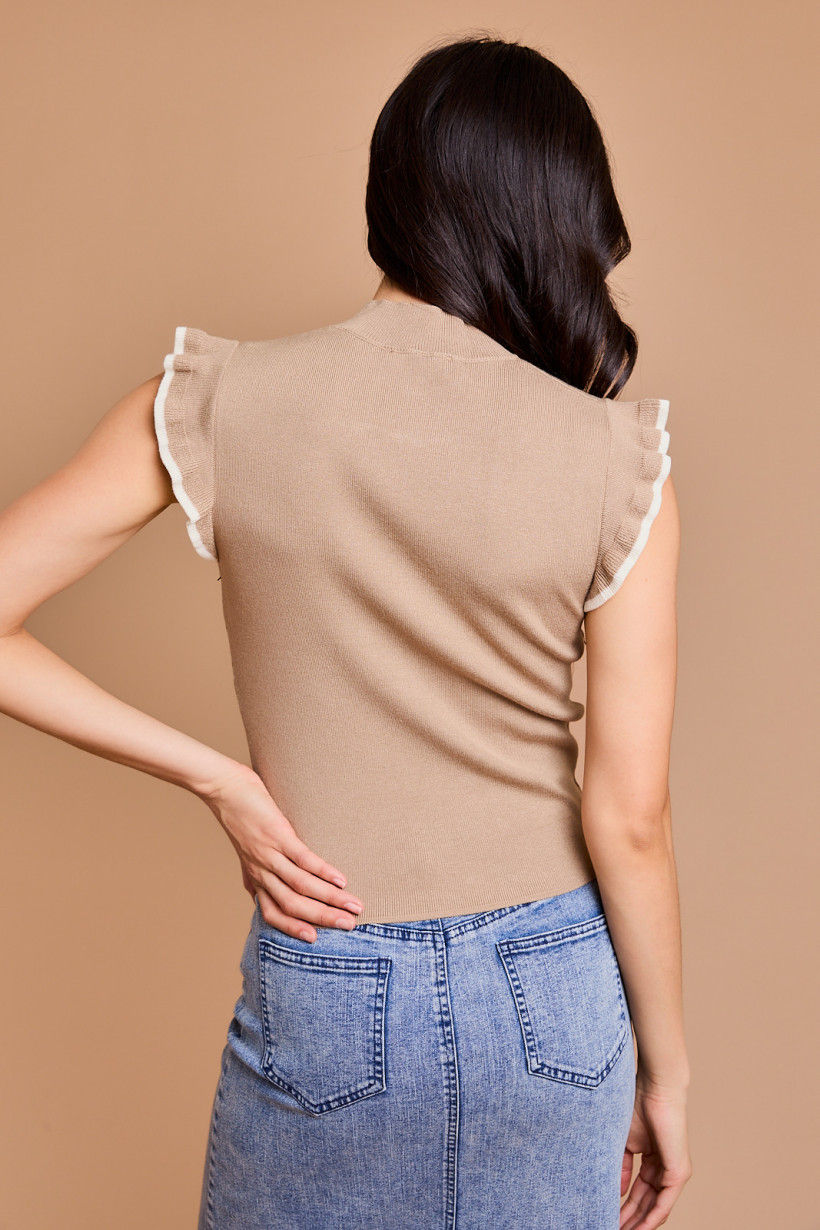 Thumbnail: Mock Neck Ruffel Sleeve Top