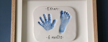 Hand and foot imprint light blue