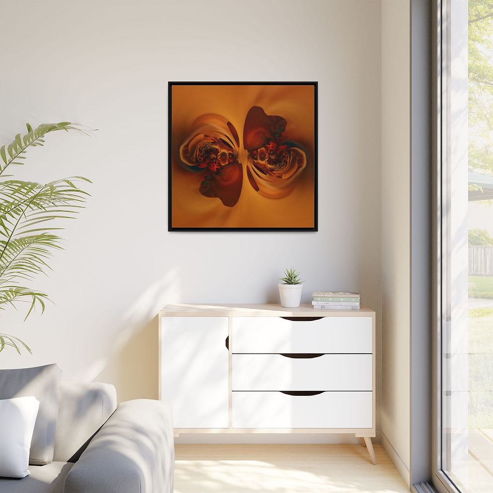 Küçük resim: Abstract Amber Swirl Matte Canvas Framed Wall Art