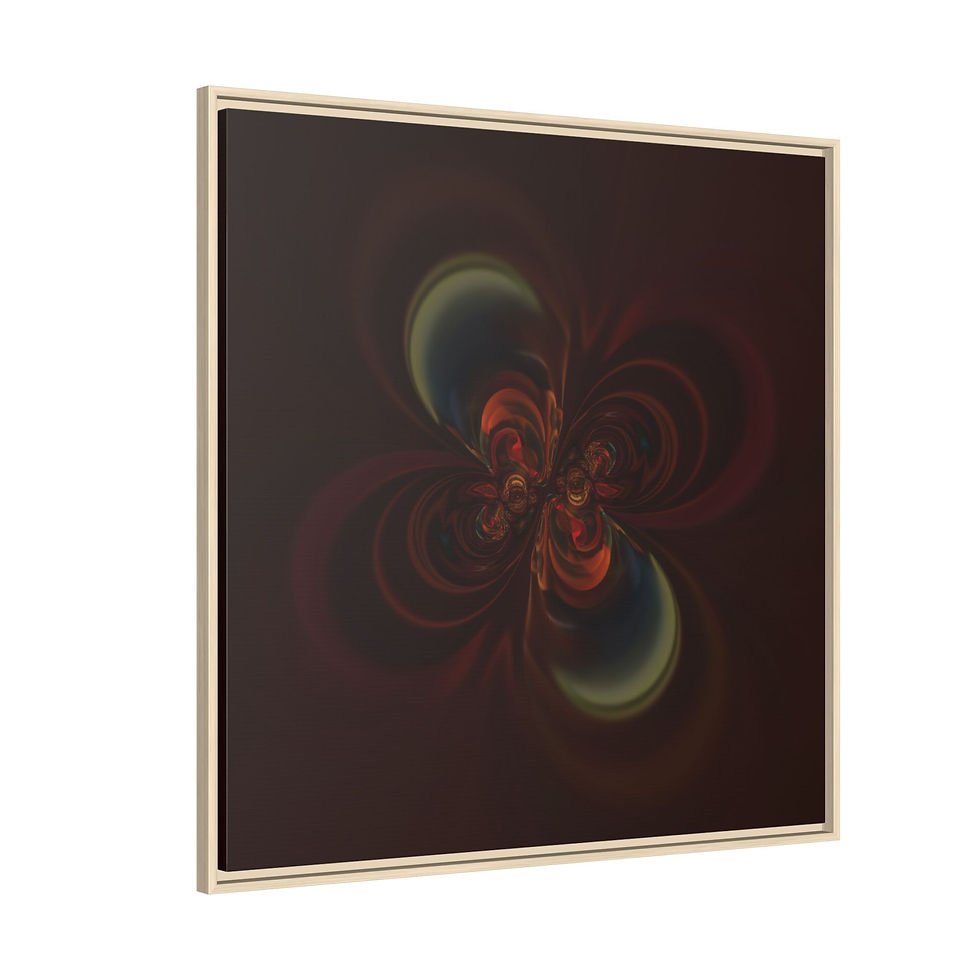Thumbnail: Abstract Fractal Art Matte Canvas Print — Dark Multicolor Framed Wall Art