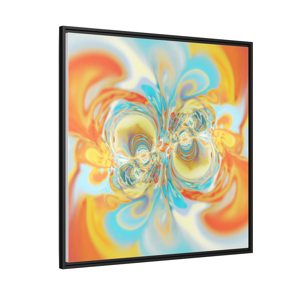 Miniaturbild: Abstract Swirl Matte Canvas Framed Art — Bright Orange & Turquoise Wall Decor