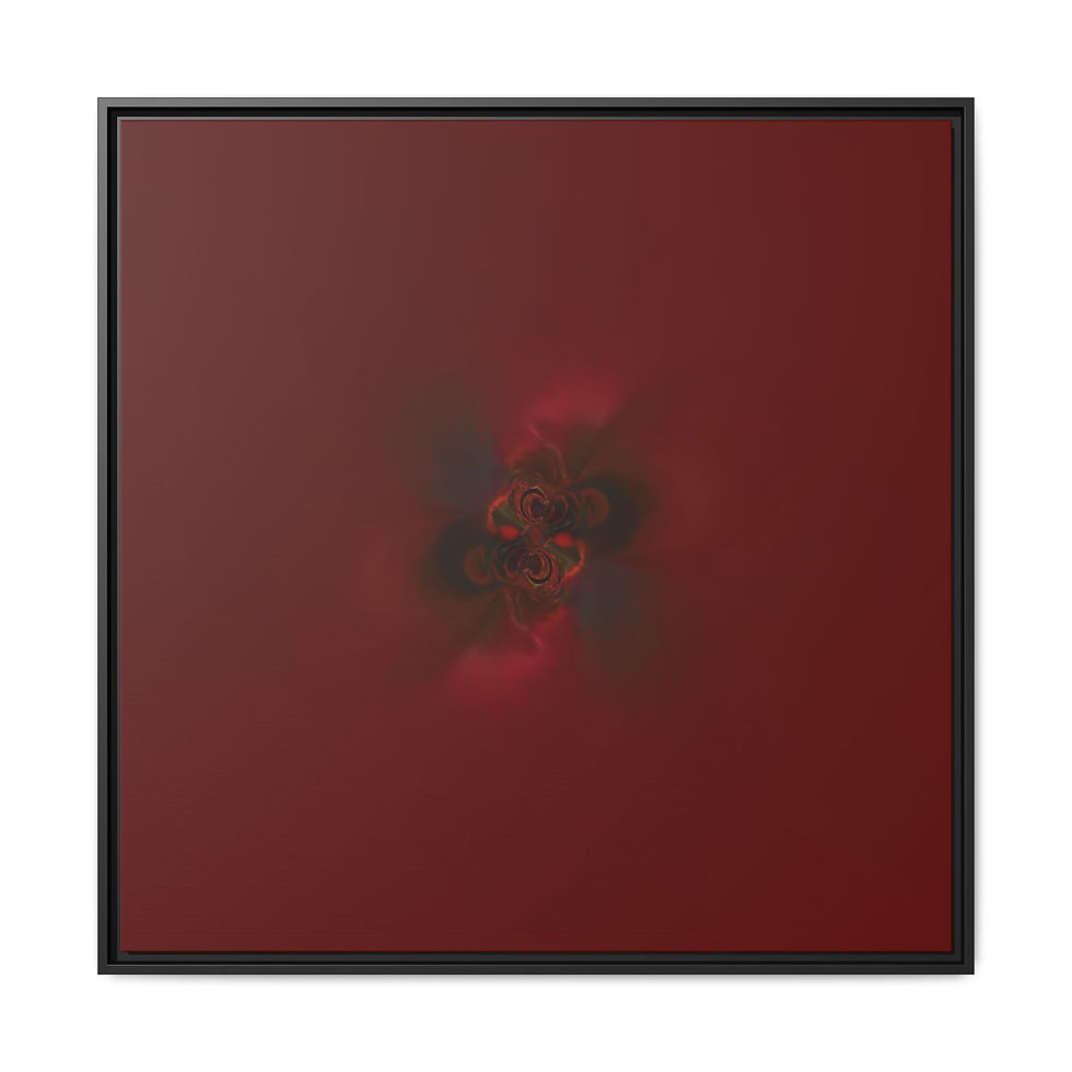 Thumbnail: Framed Matte Canvas Art — Deep Red Abstract Floral Fractal