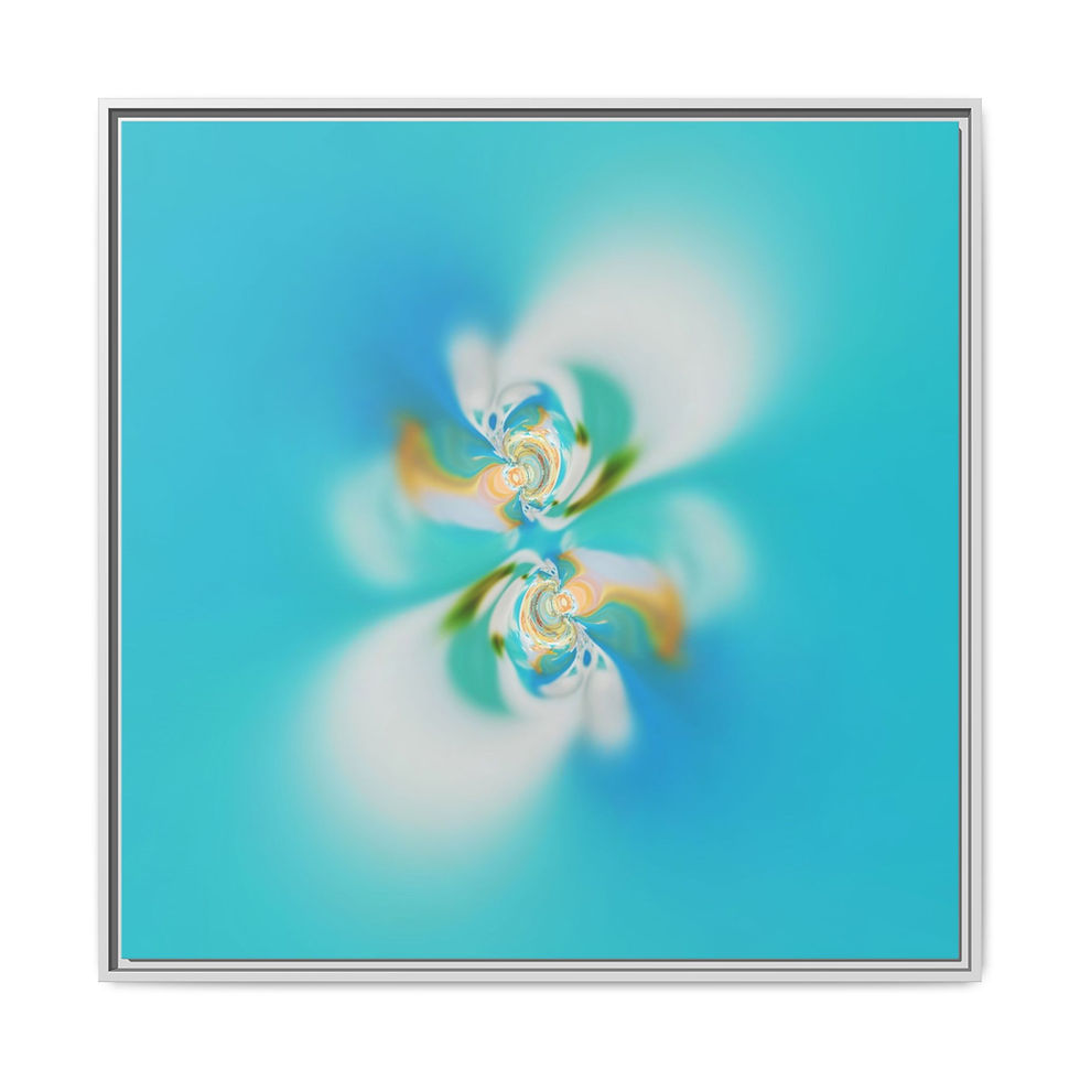 Thumbnail: Turquoise Bloom Abstract Framed Canvas