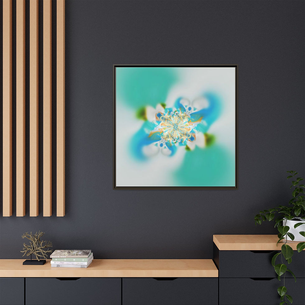 Thumbnail: Abstract Aqua Floral Framed Canvas Art