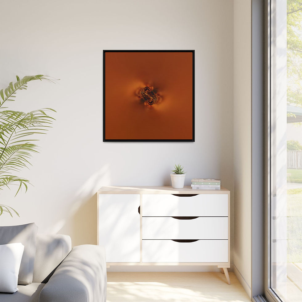 Thumbnail: Framed Matte Canvas Art – Abstract Fiery Orb (Warm Orange)