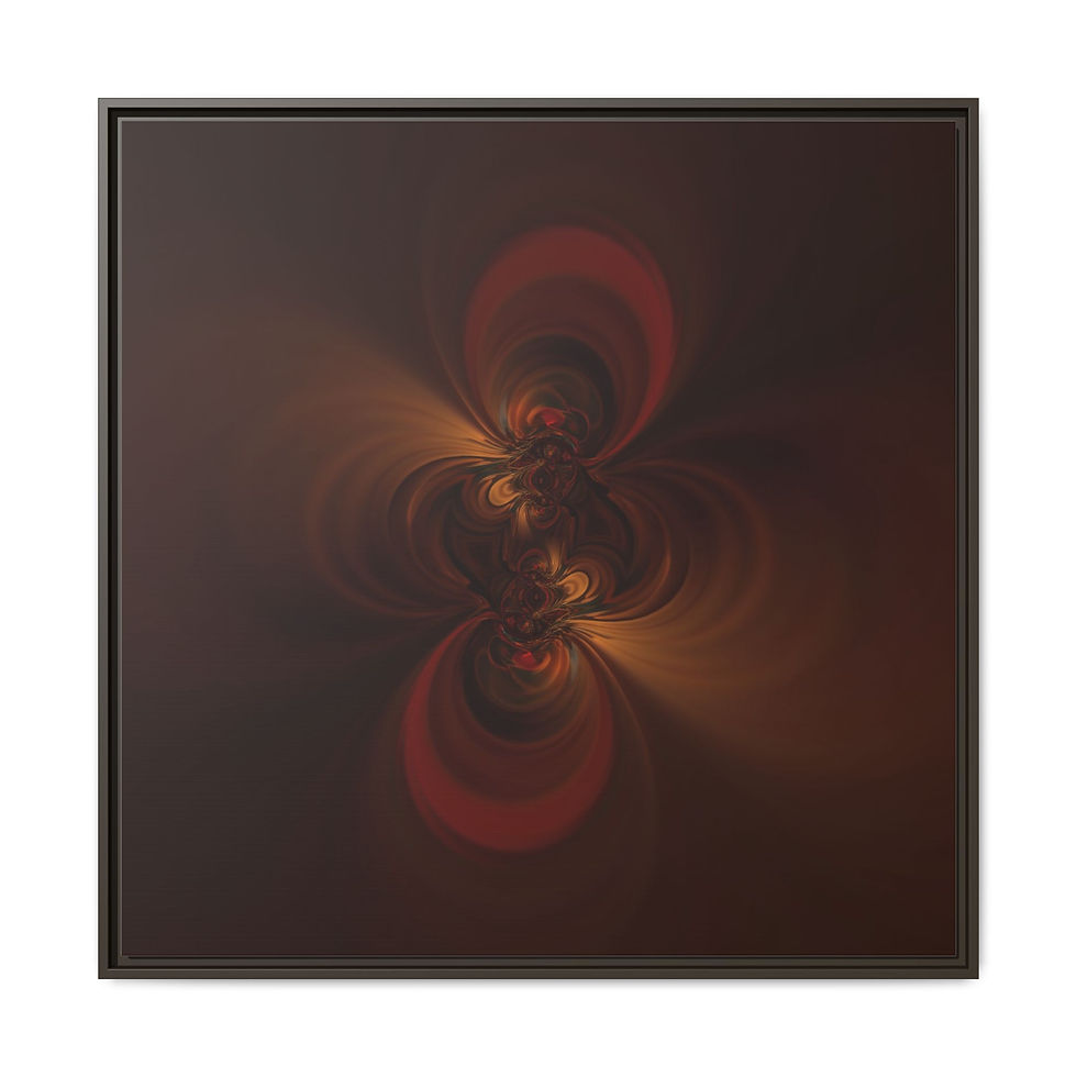 Thumbnail: Abstract Brown Swirl Matte Canvas Framed Wall Art — Modern Fractal Decor
