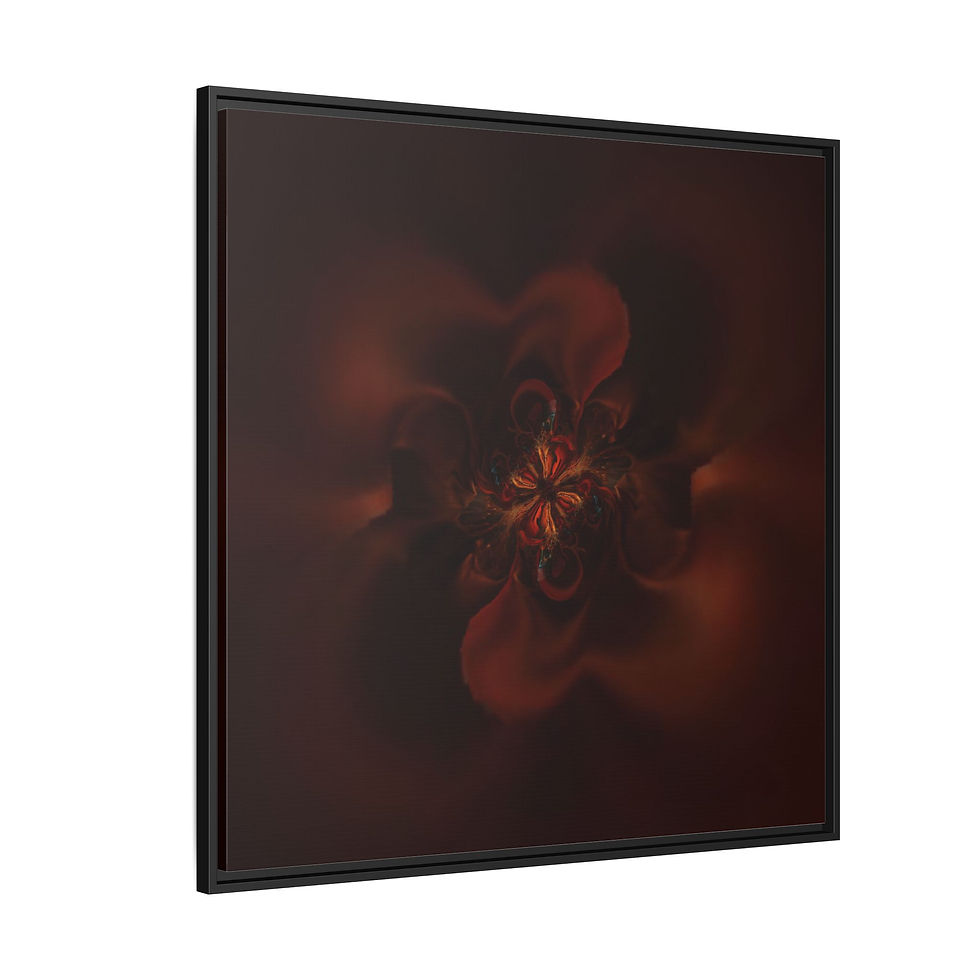 Thumbnail: Framed Matte Canvas – Abstract Red Floral Fractal Wall Art