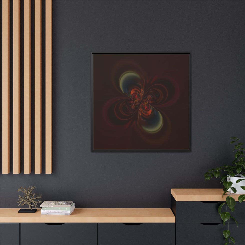Thumbnail: Abstract Fractal Art Matte Canvas Print — Dark Multicolor Framed Wall Art