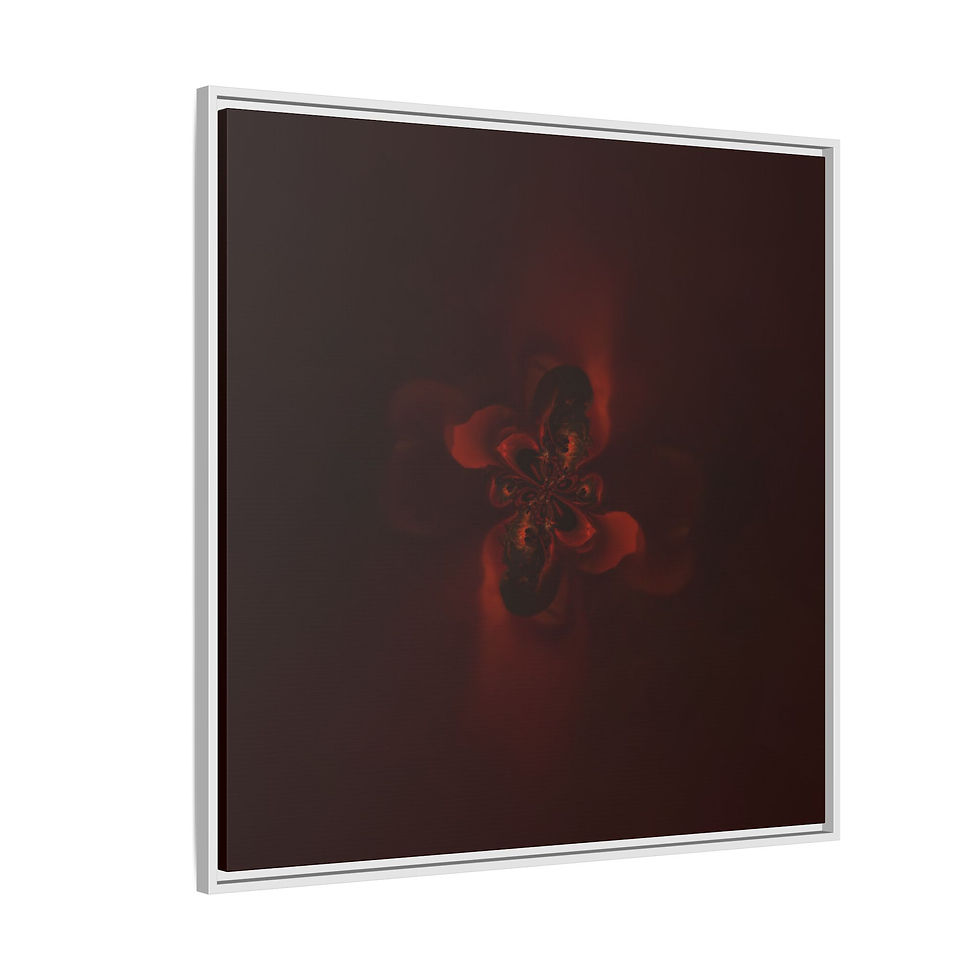 Thumbnail: Dark Red Abstract Floral Matte Canvas (Framed) — Moody Wall Art