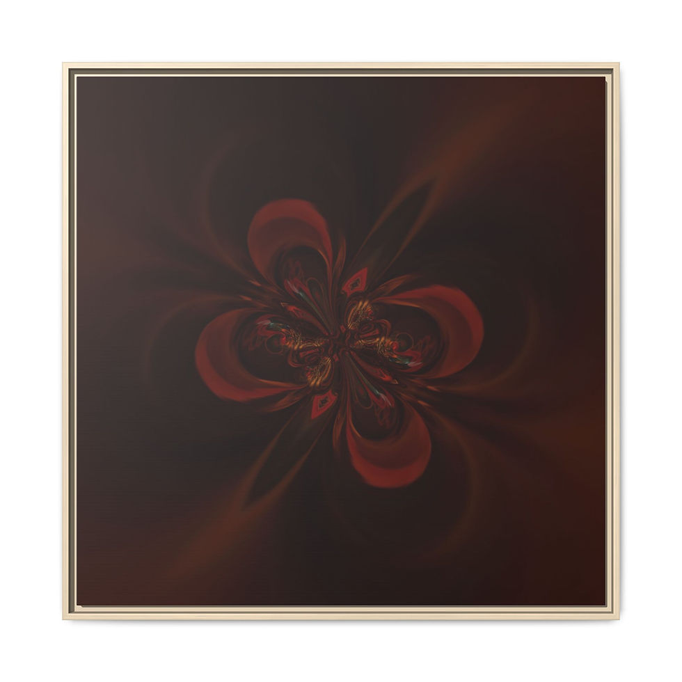 Miniaturbild: Framed Matte Canvas Art - Deep Red Floral Abstract