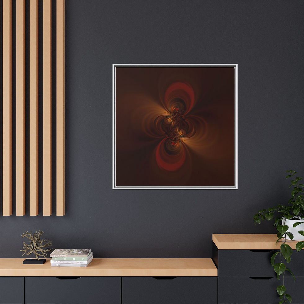 Thumbnail: Abstract Brown Swirl Matte Canvas Framed Wall Art — Modern Fractal Decor
