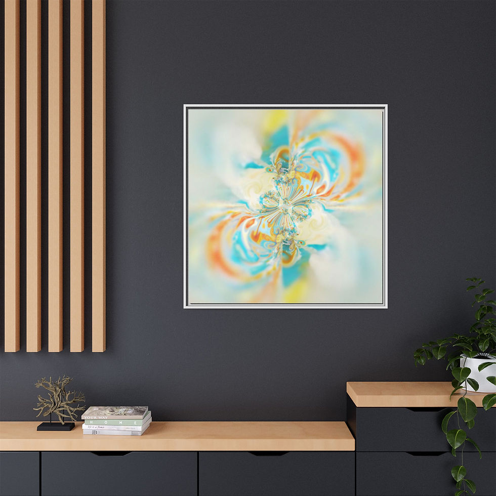 Thumbnail: Abstract Swirl Framed Canvas Art — Pastel Multi‑Color Contemporary Wall Decor