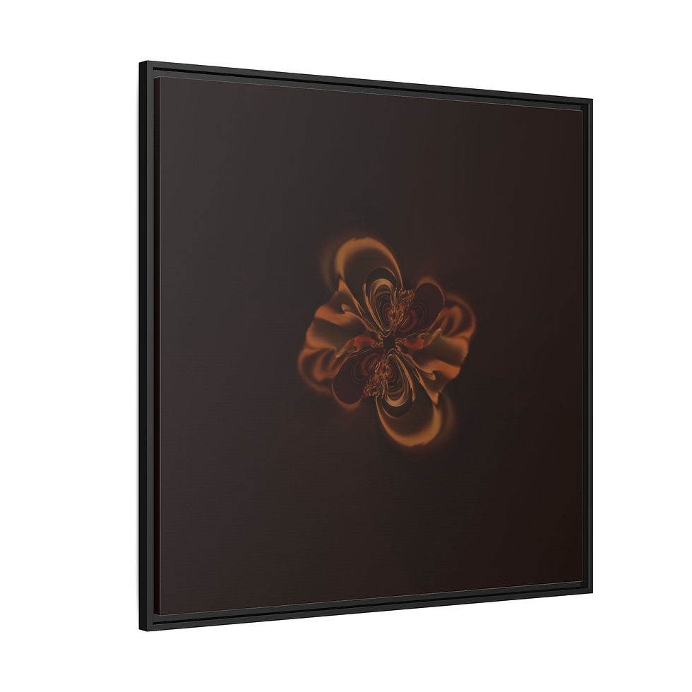 Thumbnail: Framed Abstract Floral Canvas Wall Art — Dark Brown Multicolor Matte