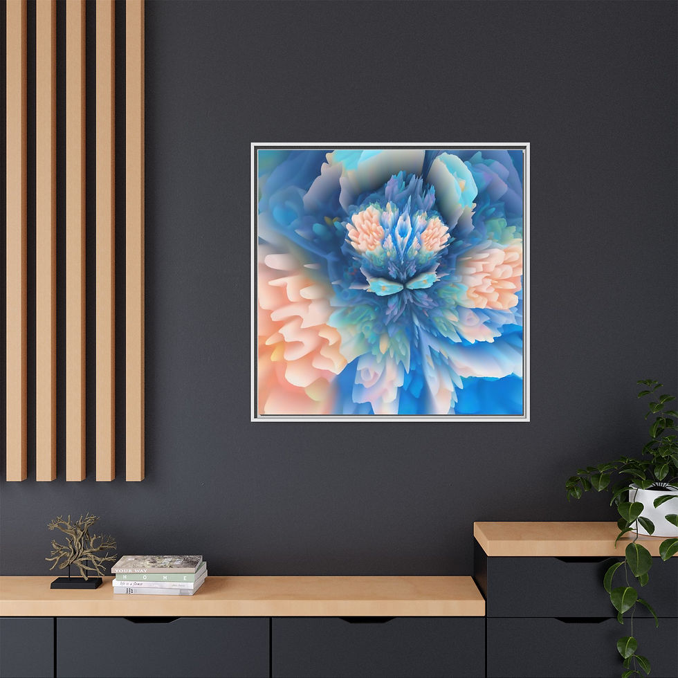 Thumbnail: Abstract Floral Canvas Print — Blue Peach Framed Wall Art