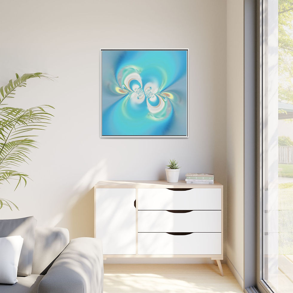 Thumbnail: Abstract Aqua Swirl Framed Canvas Art