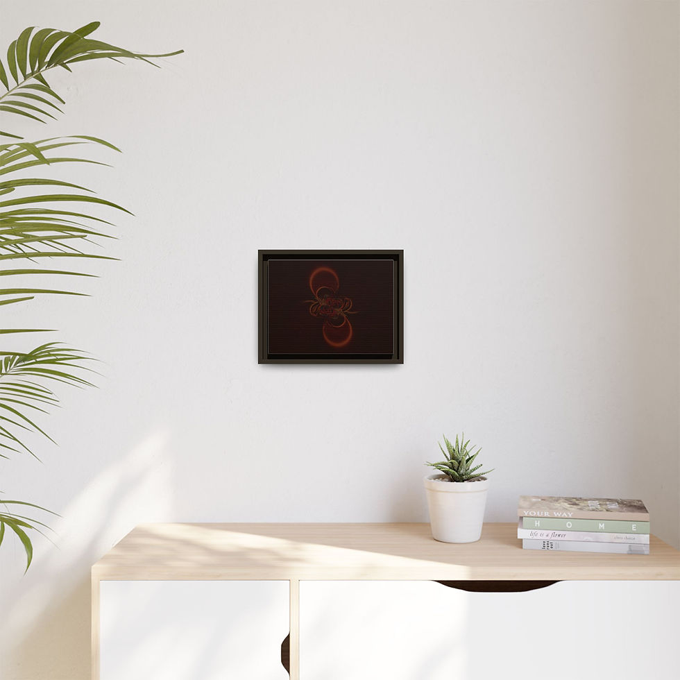 Thumbnail: Framed Matte Canvas Art — Abstract Glowing Red Floral
