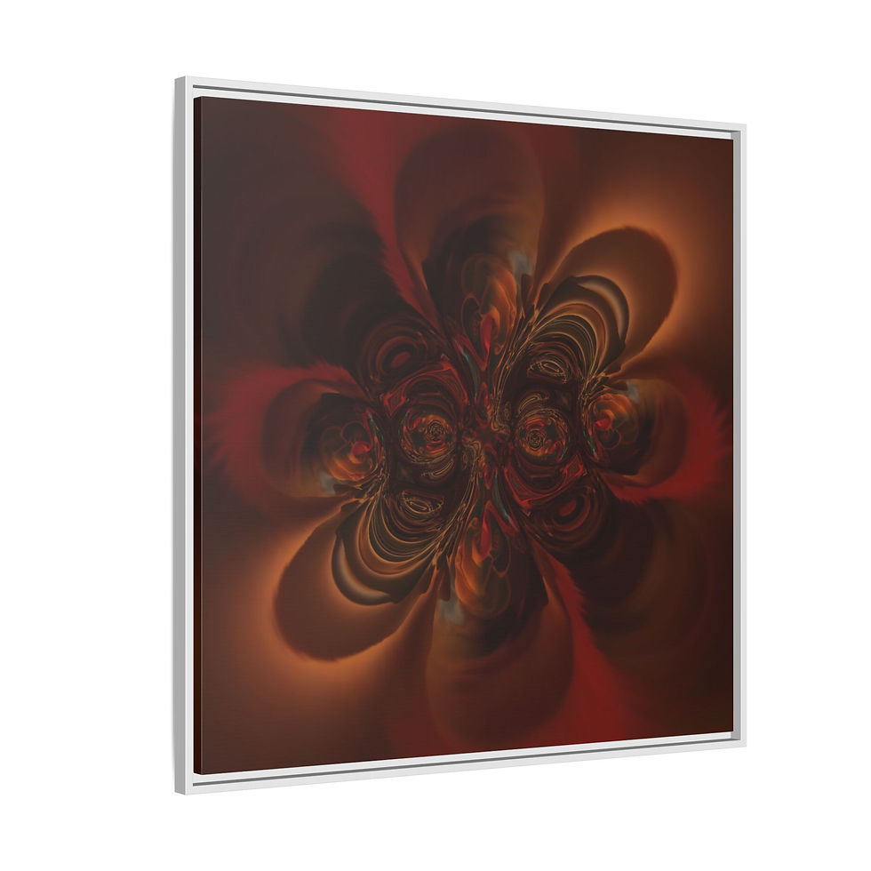 Thumbnail: Abstract Fractal Art Matte Canvas — Warm Red Floral Burst, Framed Wall Art