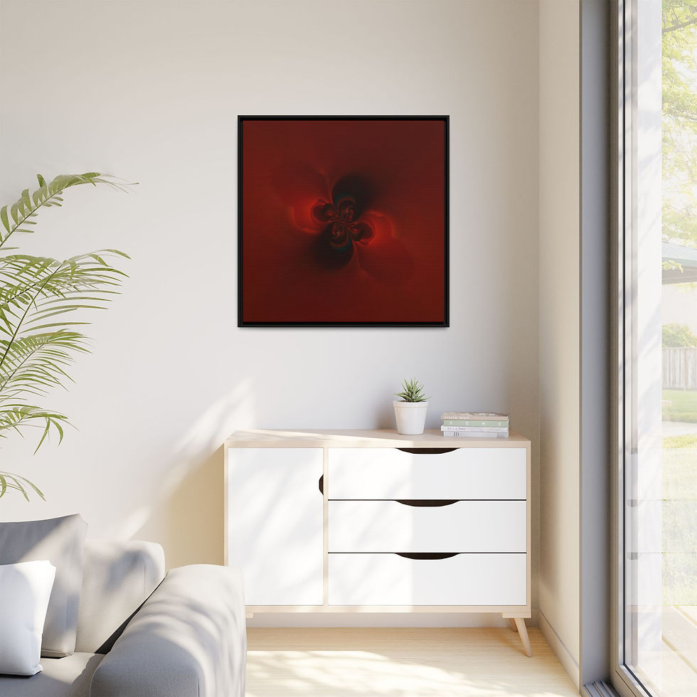 Thumbnail: Framed Abstract Red Bloom Matte Canvas Wall Art