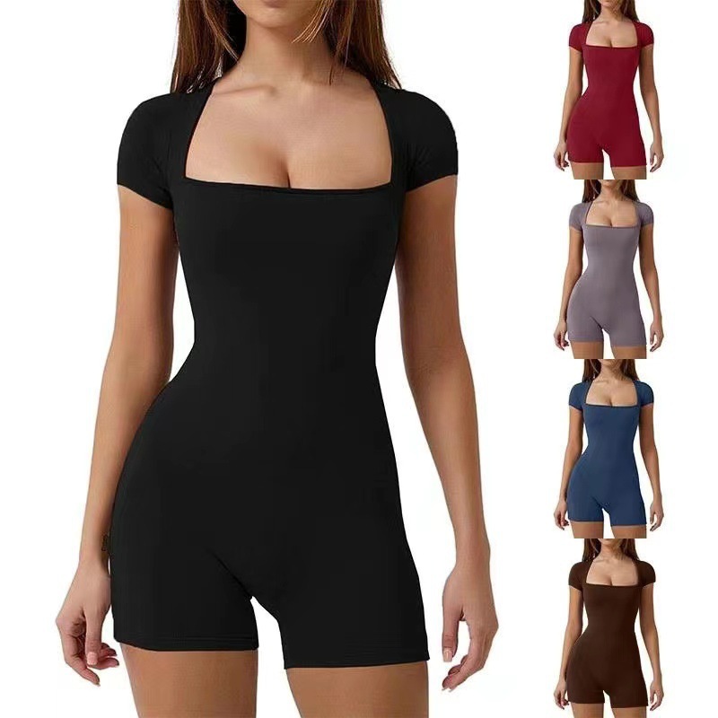 Short-Sleeved One-Piece Gym Set