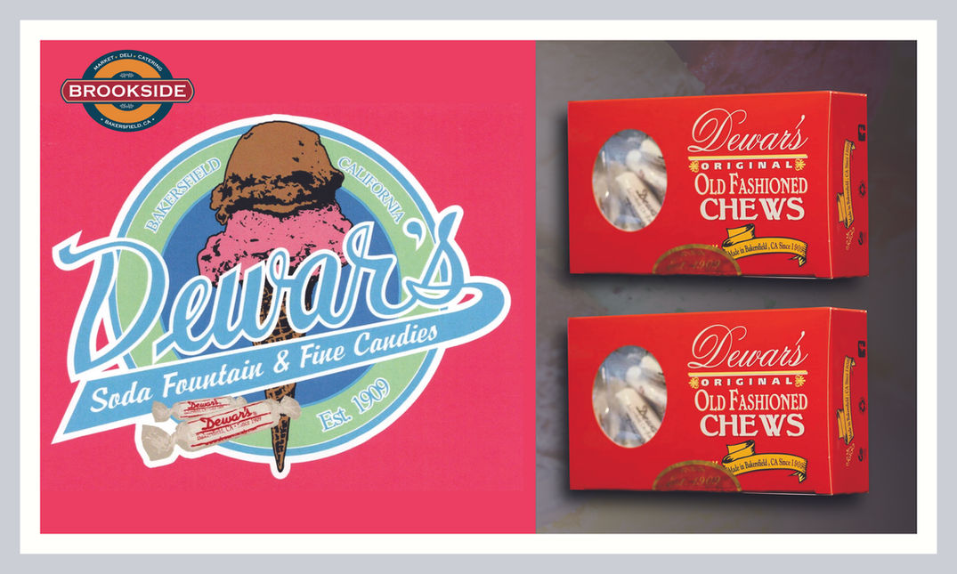 Dewar's Soda Fountain & Fine Candies with two boxes of Old Fashioned Chews