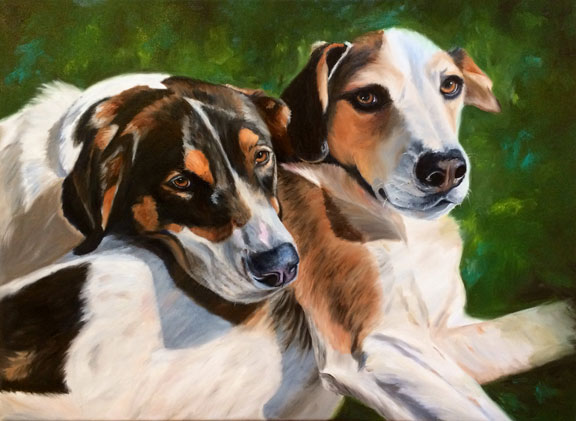 Toby & Quincy/Hounds in Green (SOLD)