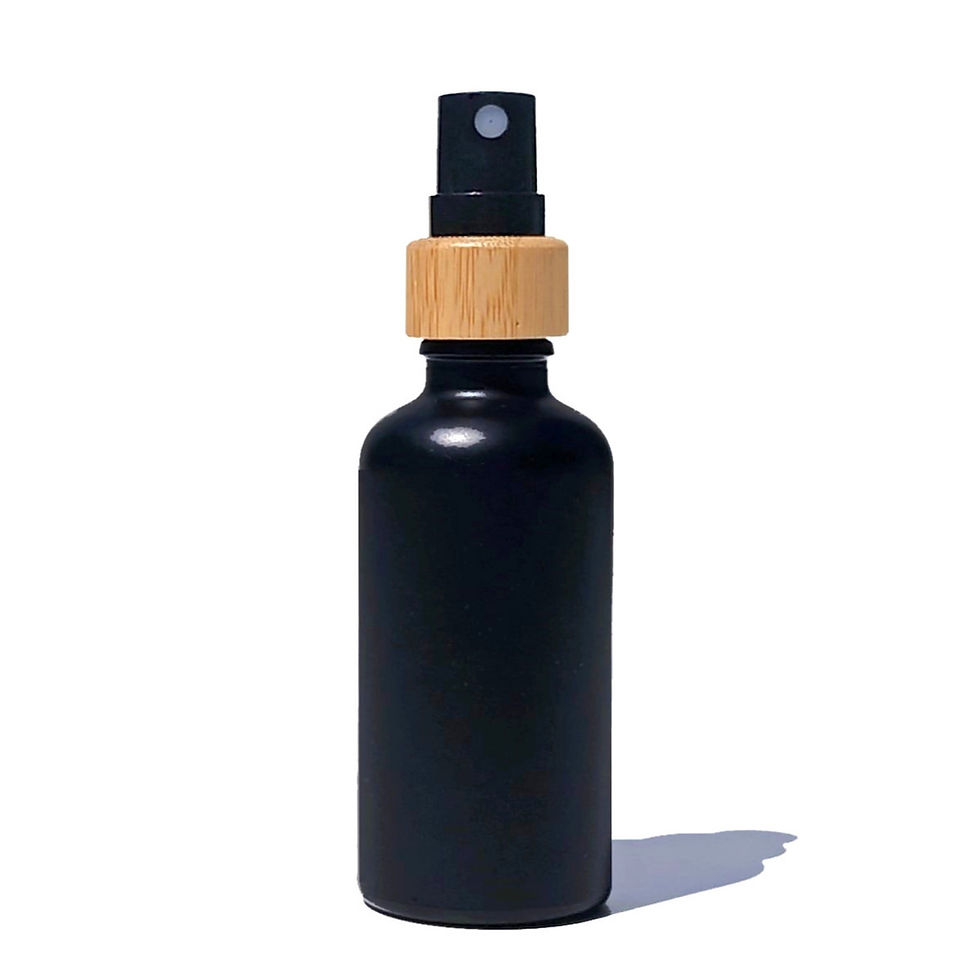Flacon en verre noir, système spray avec bague en bambou - Bambou Ecopack Origin