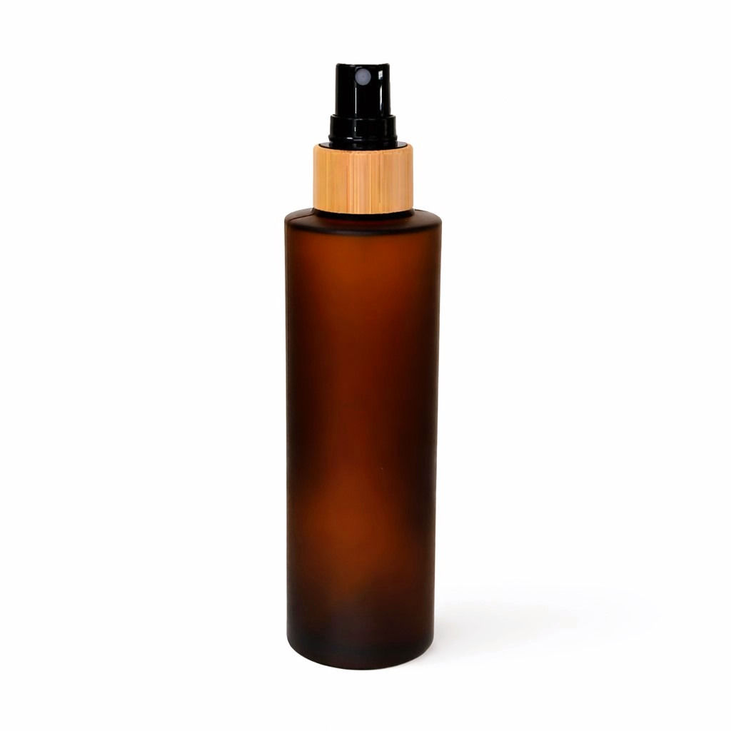Flacon avec spray en verre givré ambre pour cosmétiques - Bambou Ecopack Origin