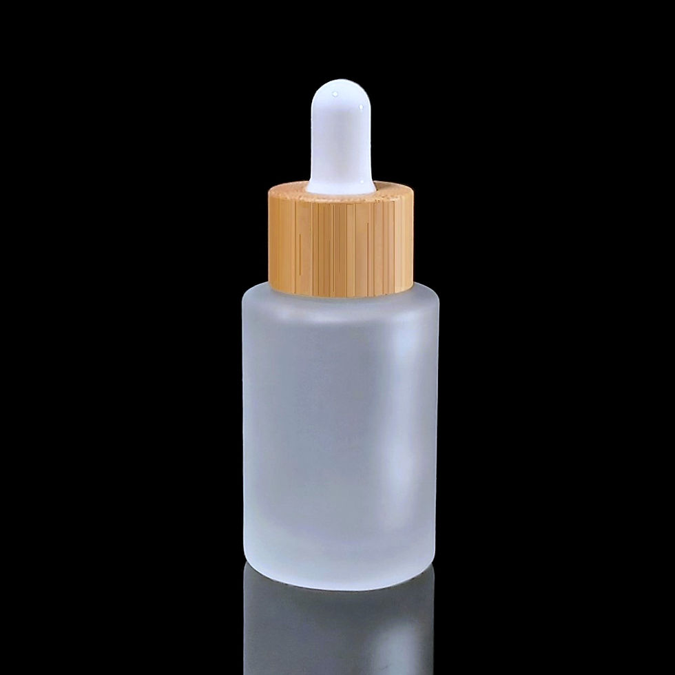 Flacon en verre givré avec pipette et bague en bambou pour cosmétiques - Bambou Ecopack Origin