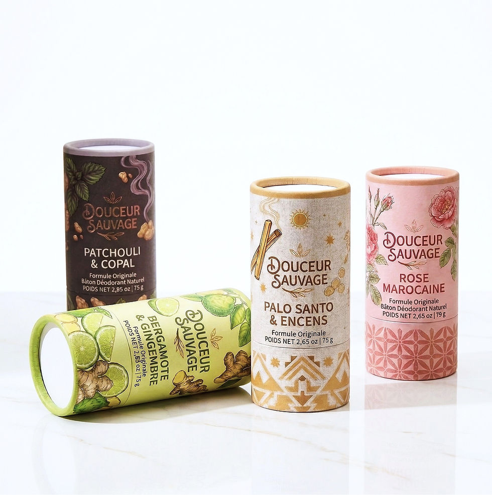 Miniature : Tubes en carton blancs écoresponsables imprimés en carton pour déodorant solide