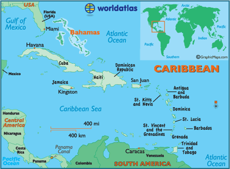 Bahamas. Map. Kitetrip. Catamaran. Kiteboat Cruises.
