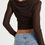 Thumbnail: Round Neck Mesh See-Through Neckline Top