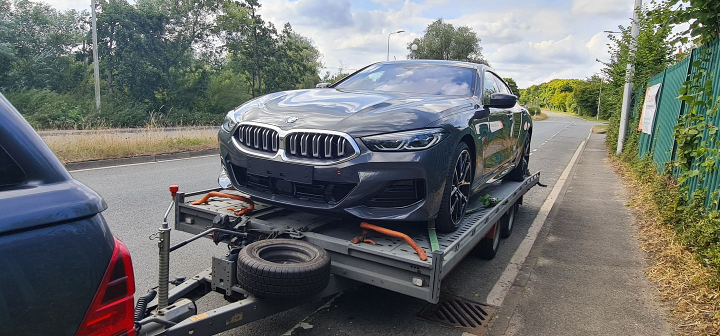 BMW 8 Series Gran Coupe on car transporter, Dealer Transfers