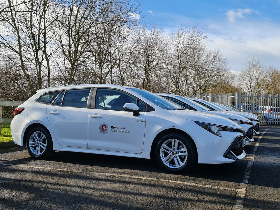 White Toyota Corolla Touring Sports fleet awaiting delivery