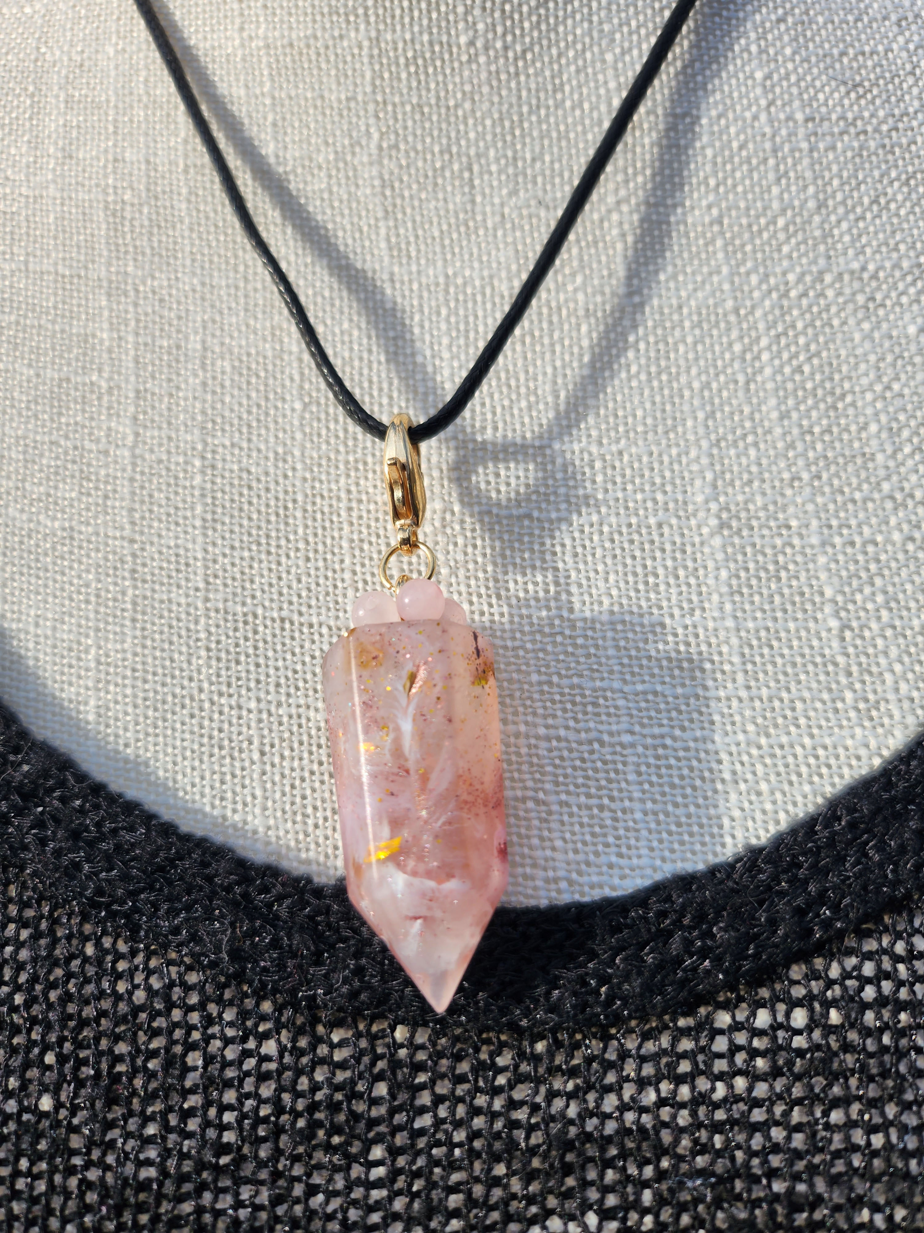 Rose Quasar Dream Cosmos Glow in the Dark Serenity Prism Pendant