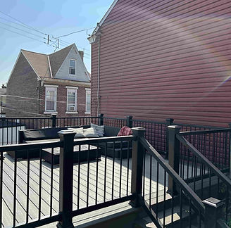 Side view of a deck built on a garage in Pittsburgh, PA 15212 Pittsburgh
